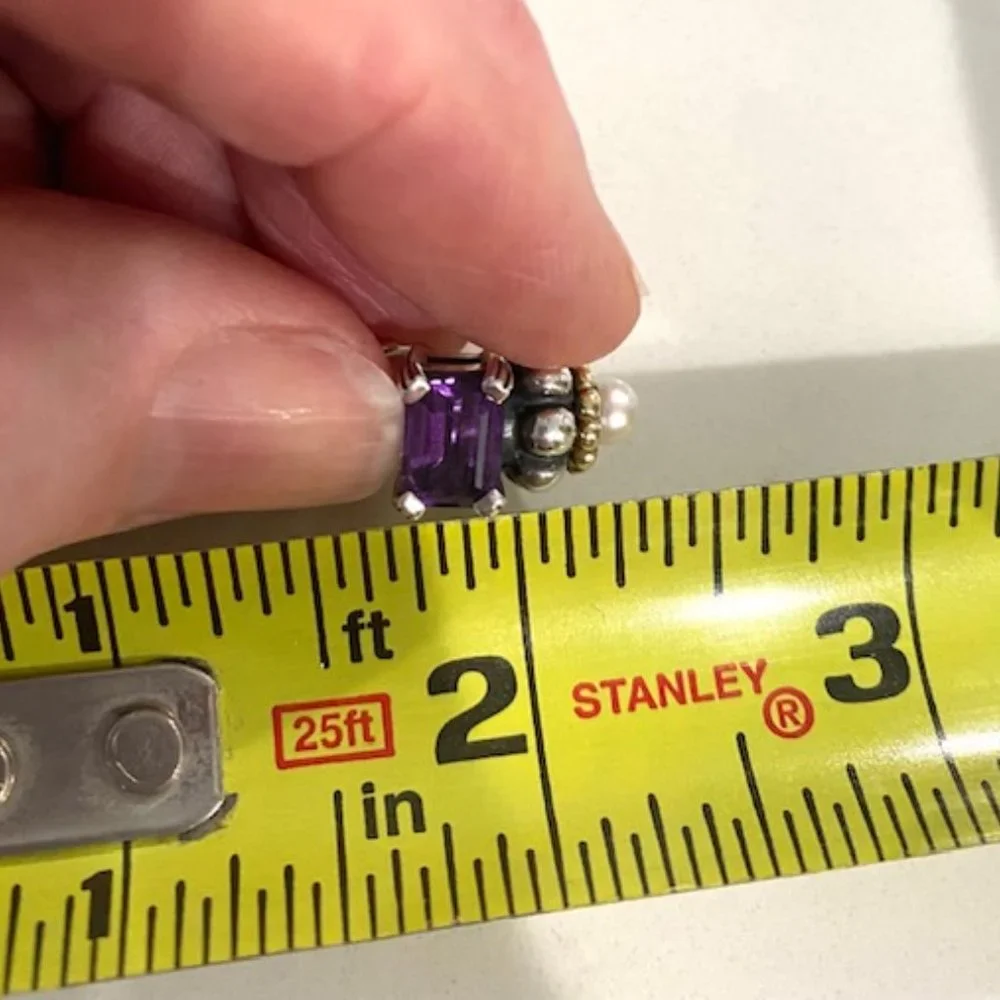 Lagos Caviar Amethyst & Pearl in 18k Yellow Gold & Sterling Silver Earrings - Picture 9 of 10